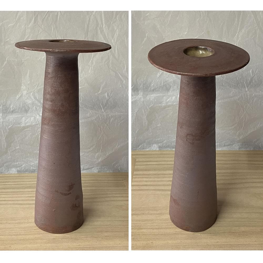 p009 松古窯 佐久間芳山 鍔花入 共箱 高さ 花入 五月節句 刀の鍔 の形