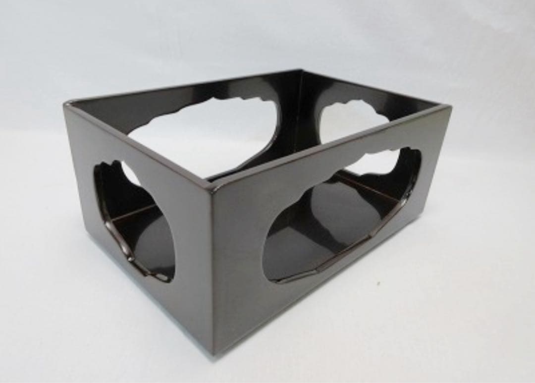 未使用 茶道具 木製溜塗 香狭間透 煙草盆 莨盆 玄々斎好写 喫煙具 漆工芸