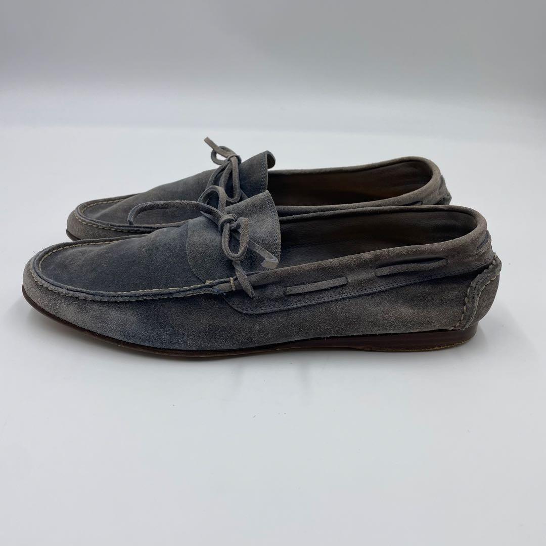 【美品】HERMES スウェード　モカシン　ドライビングシューズ　グレー26cm