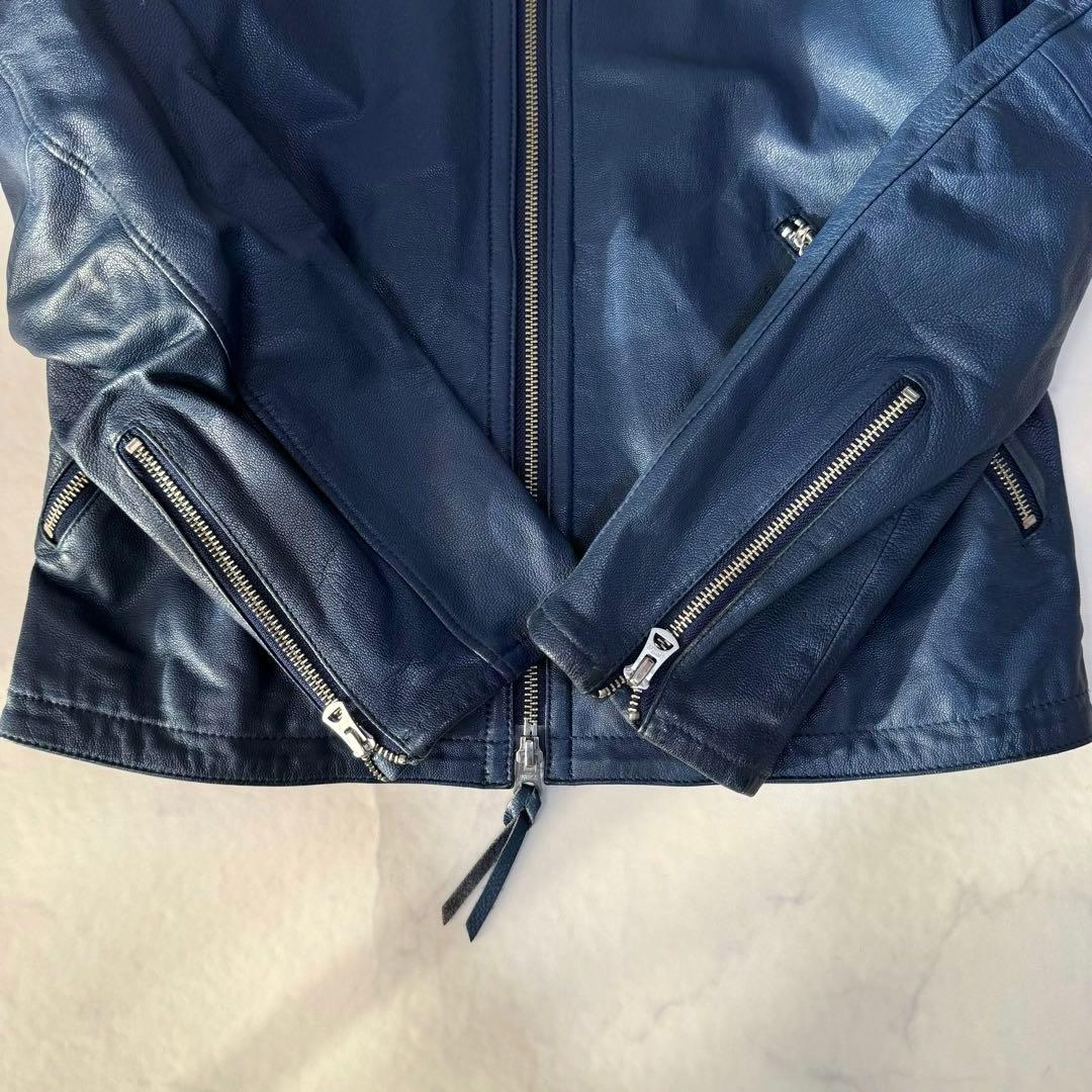 BEAUTY&YOUTH シングルライダース ジャケット 山羊革 ブルー M