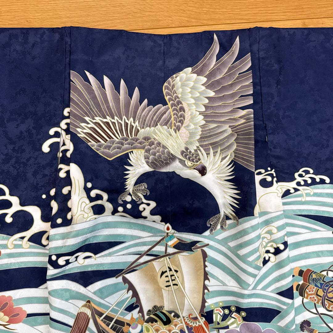 羽織袴 七五三 男の子 12点フルセット 着物 鷹宝船5歳 青 京超