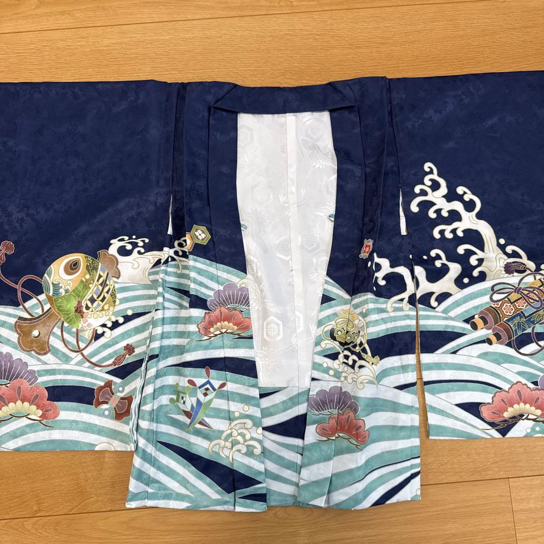 羽織袴 七五三 男の子 12点フルセット 着物 鷹宝船5歳 青 京超