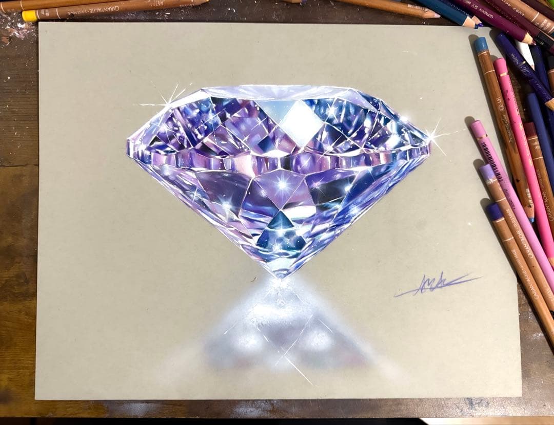 色鉛筆画 ダイヤモンド(原画)