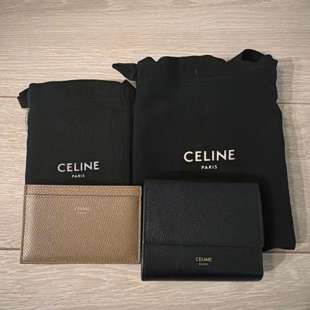 美品　CELINE スモールトリフォールドウォレット ブラック