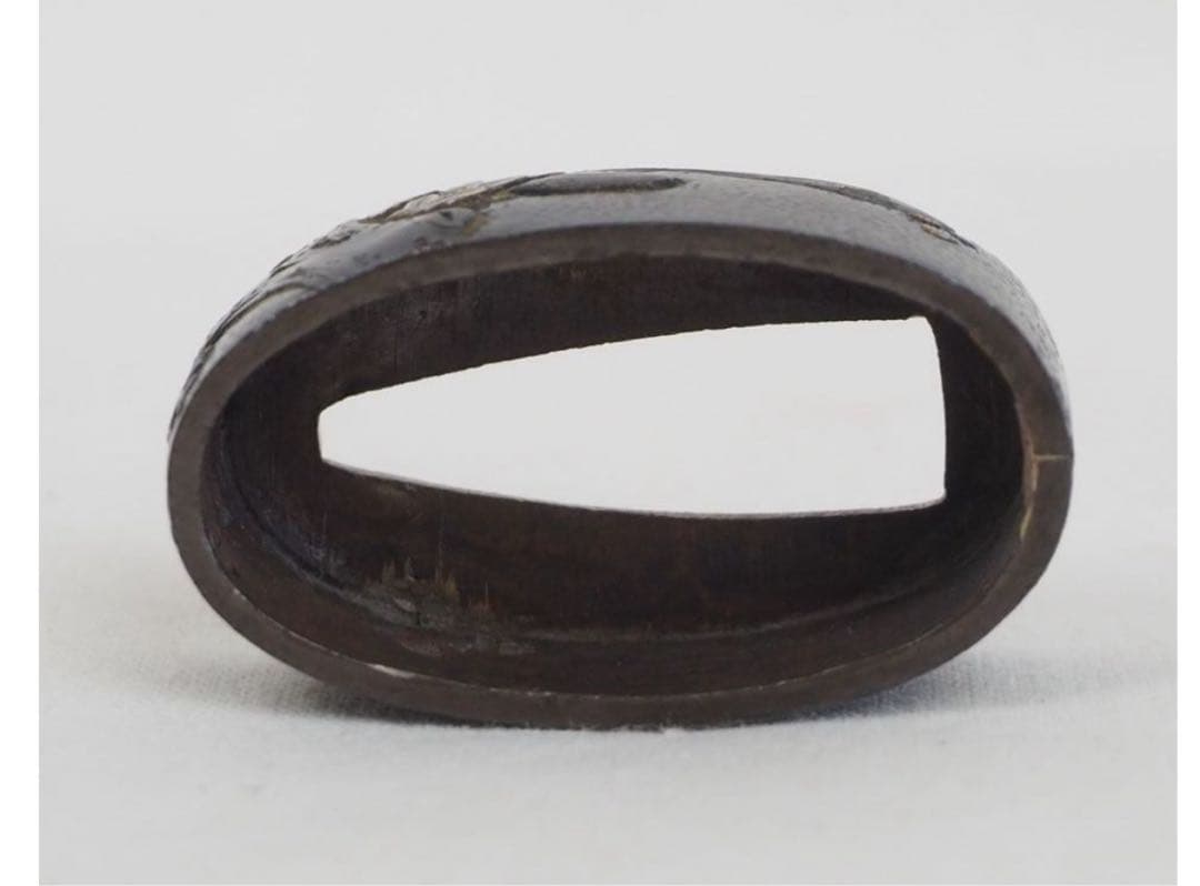 送料無料　江戸時代　金銀象嵌　縁頭　刀装具　木箱付　検/刀剣美術刀装具武具刀剣