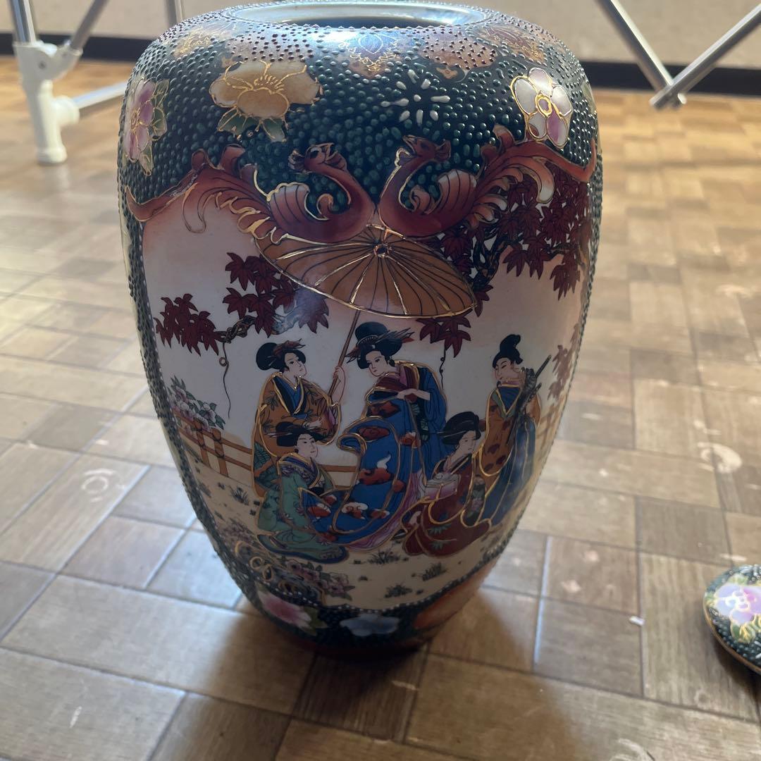 日本の美人画 花瓶 中型 陶器