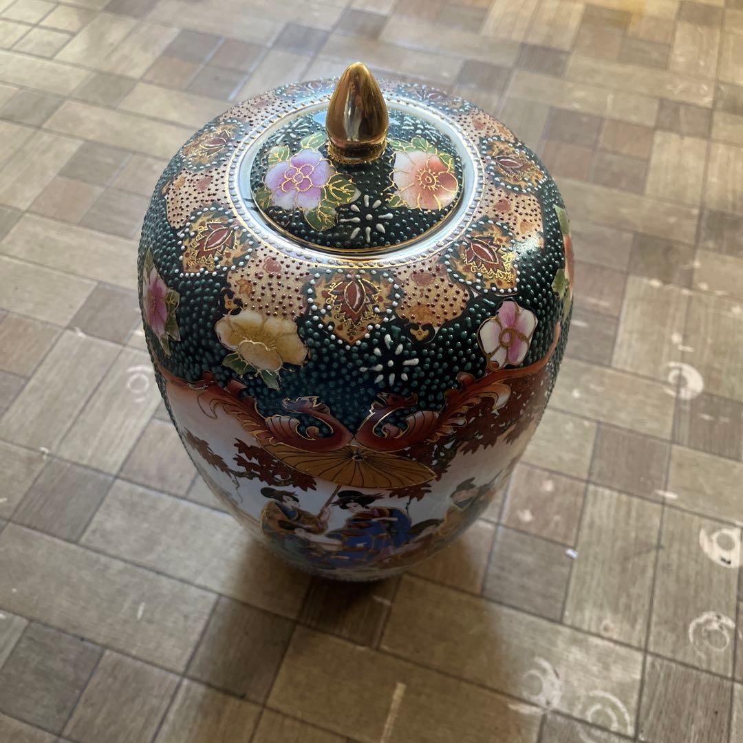 日本の美人画 花瓶 中型 陶器