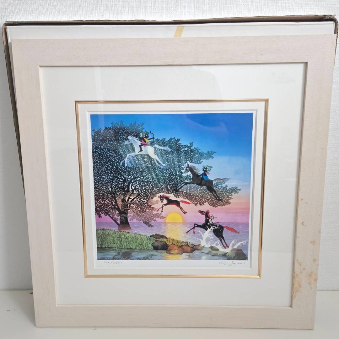 最終値下げ　藤城清治　馬が飛ぶ　ダイヤモンドクスリーン　直筆サイン　保証