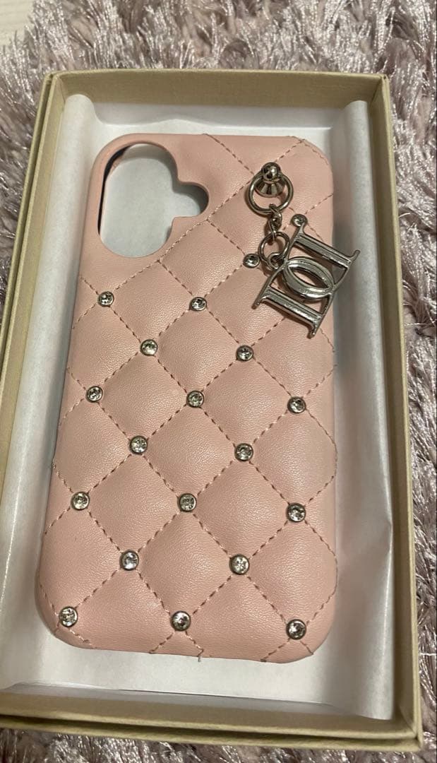 Darich キルティングビジューDDチャームiPhoneケース　ピンク　16