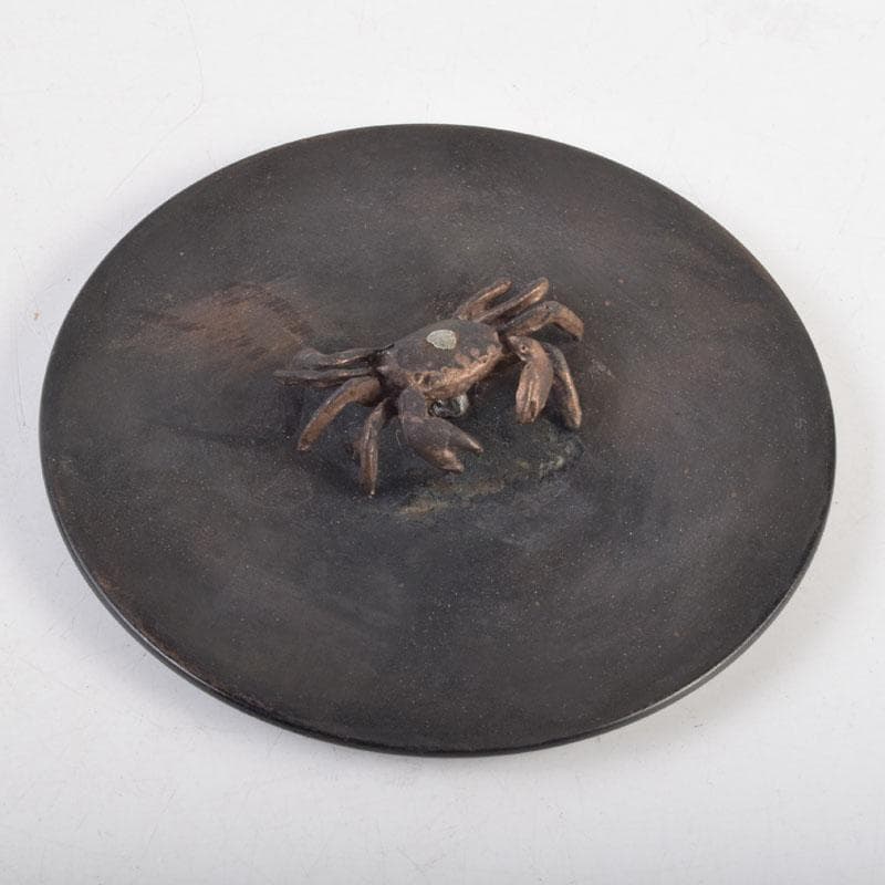 北大路魯山人作　布目象嵌　魚蟹文　鉄瓶　M　8677