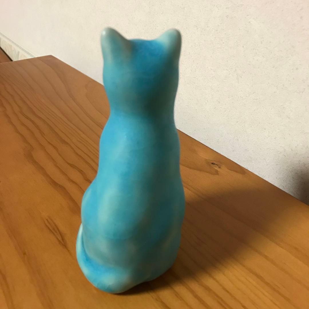 石垣島　やちむんブルー　陶器　猫
