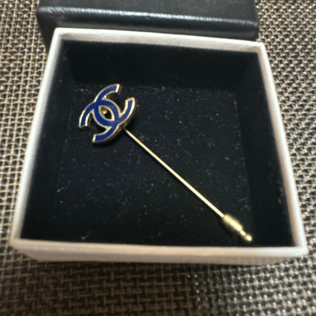 CHANEL シャネル ネイビー ココマーク ピンブローチ 正規刻印　最終最安値