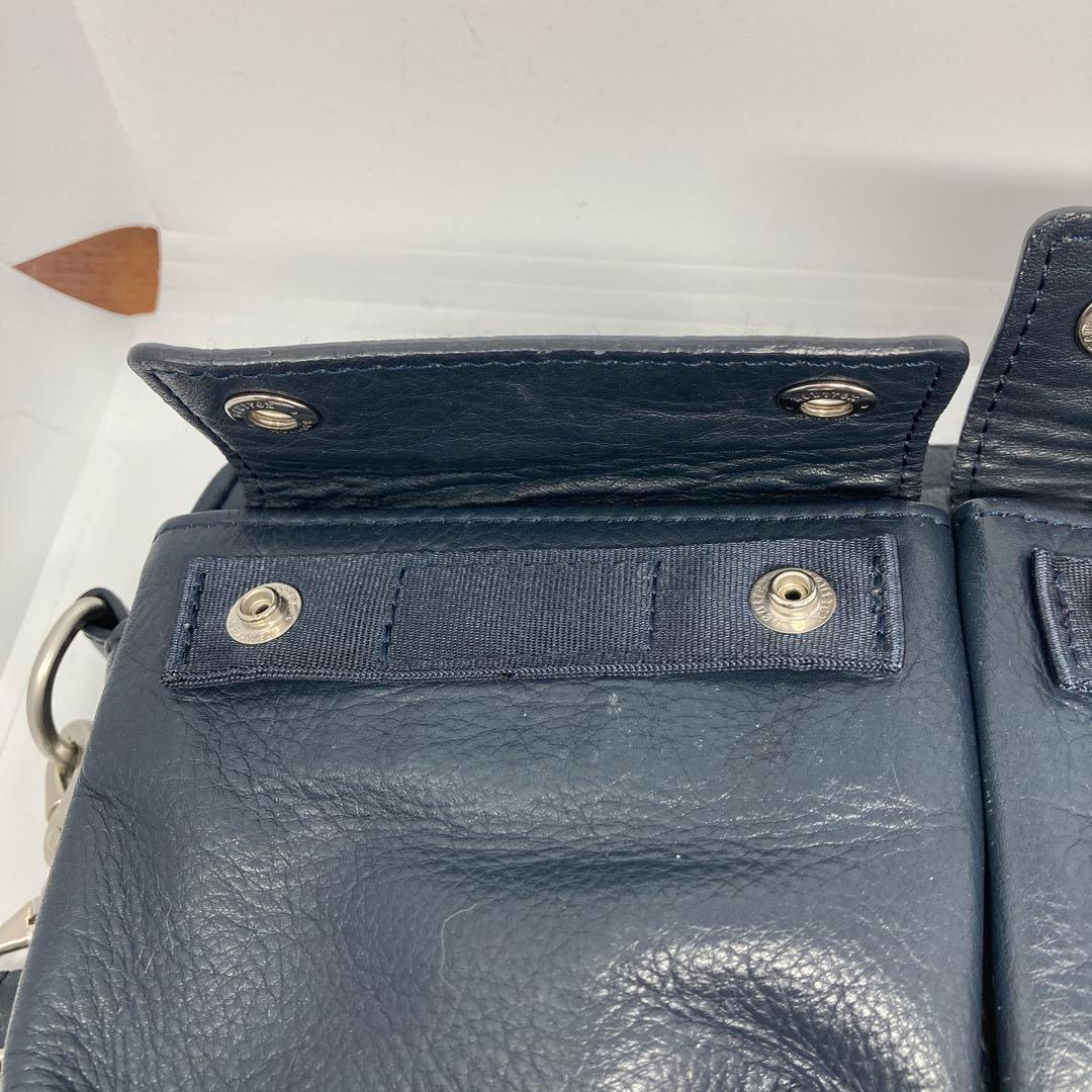 PORTER ネイビー レザー ショルダーバッグ