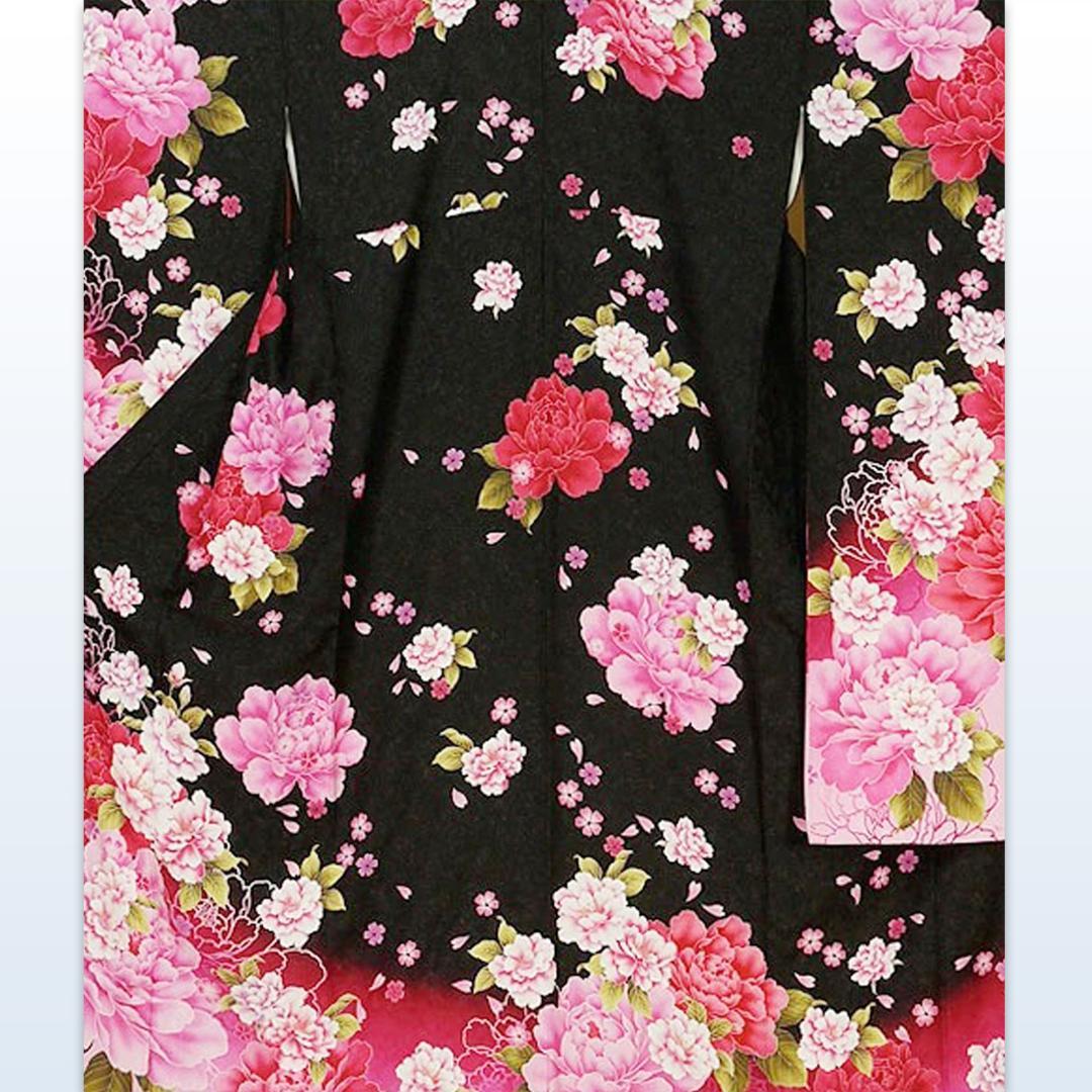 【正絹・仕立て上がり】 振袖 黒 モダン 成人式 前撮り C309