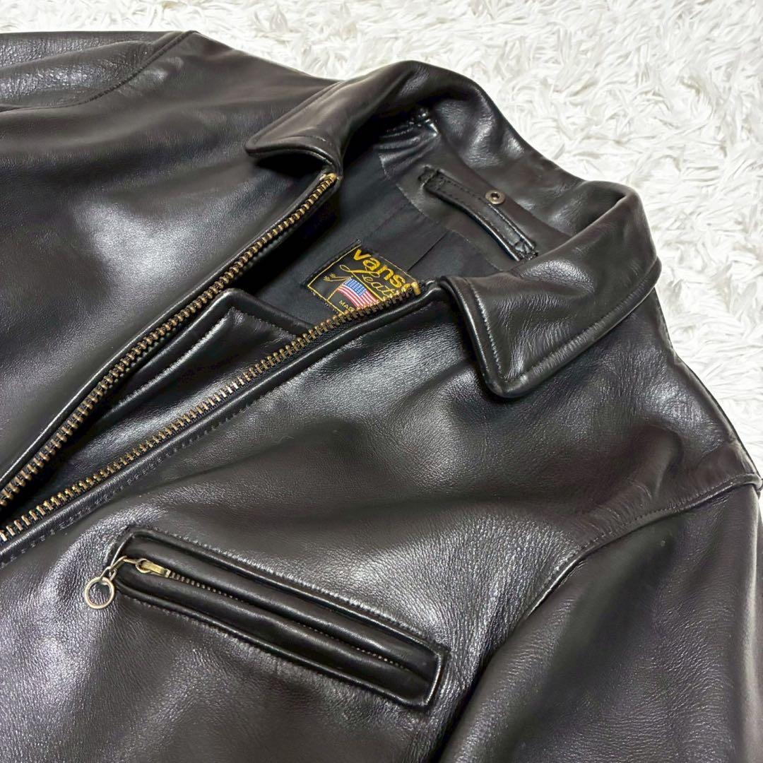 vanson レザージャケット エンフィールド　USA製　黒 ゴールド金具　34