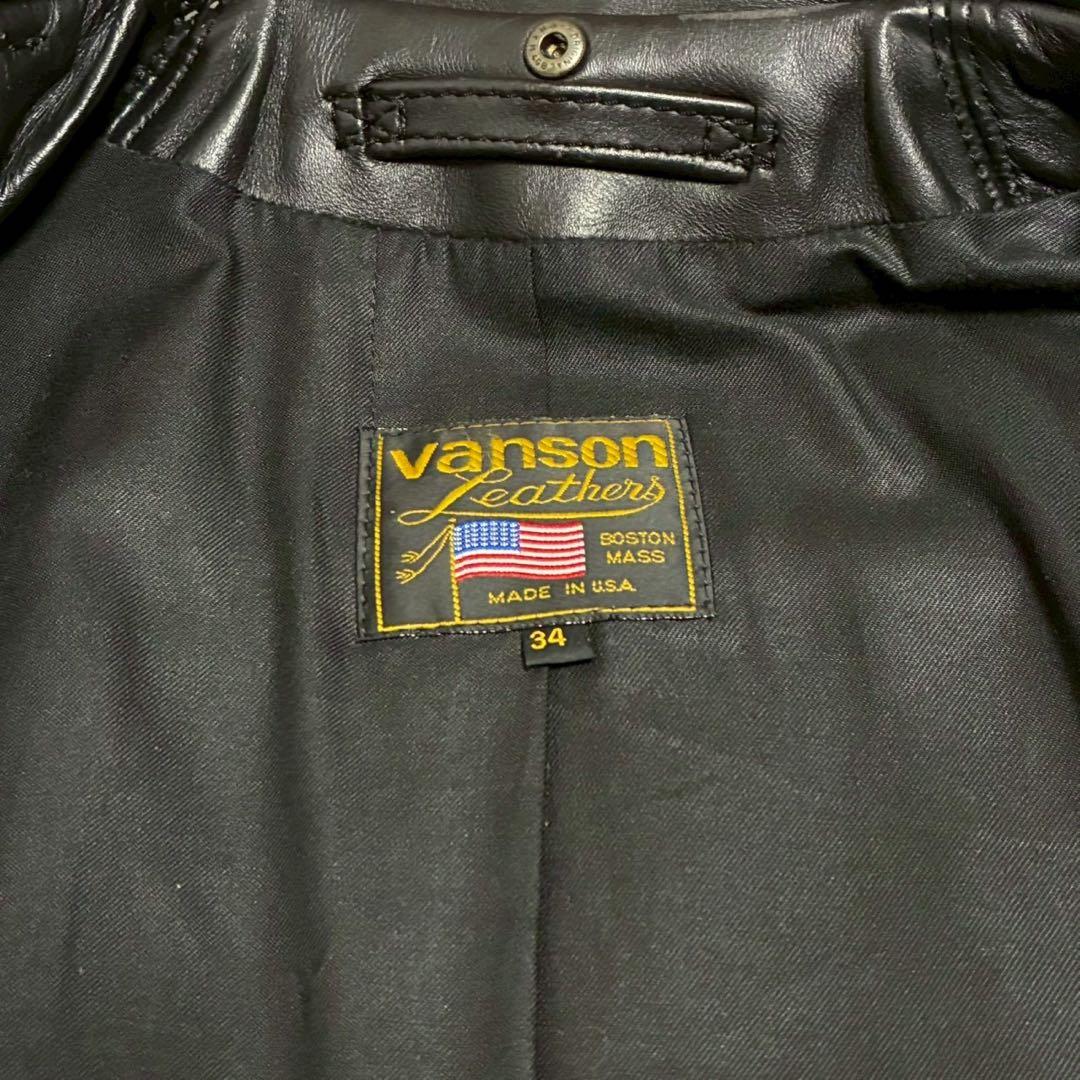 vanson レザージャケット エンフィールド　USA製　黒 ゴールド金具　34