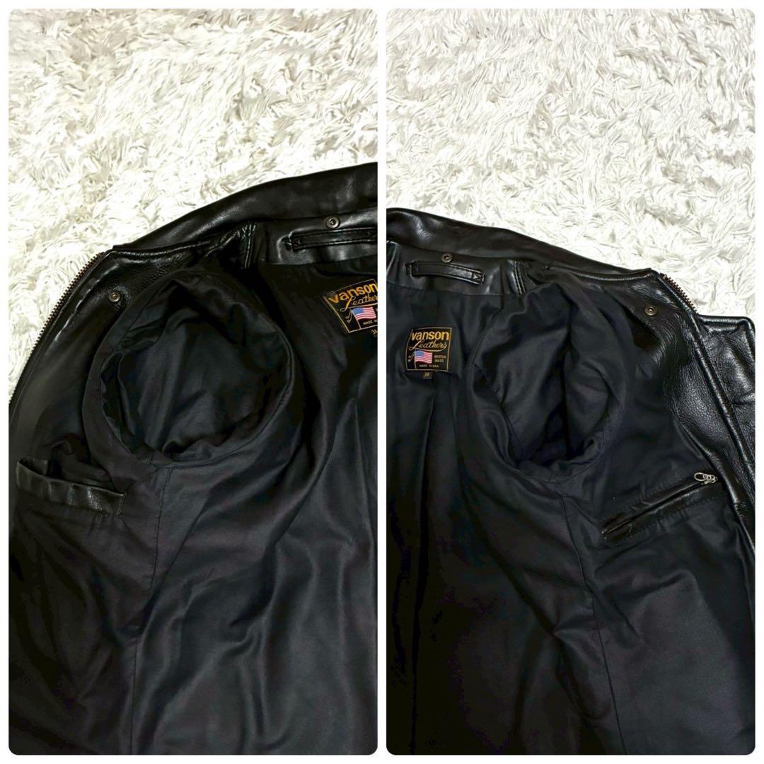 vanson レザージャケット エンフィールド　USA製　黒 ゴールド金具　34