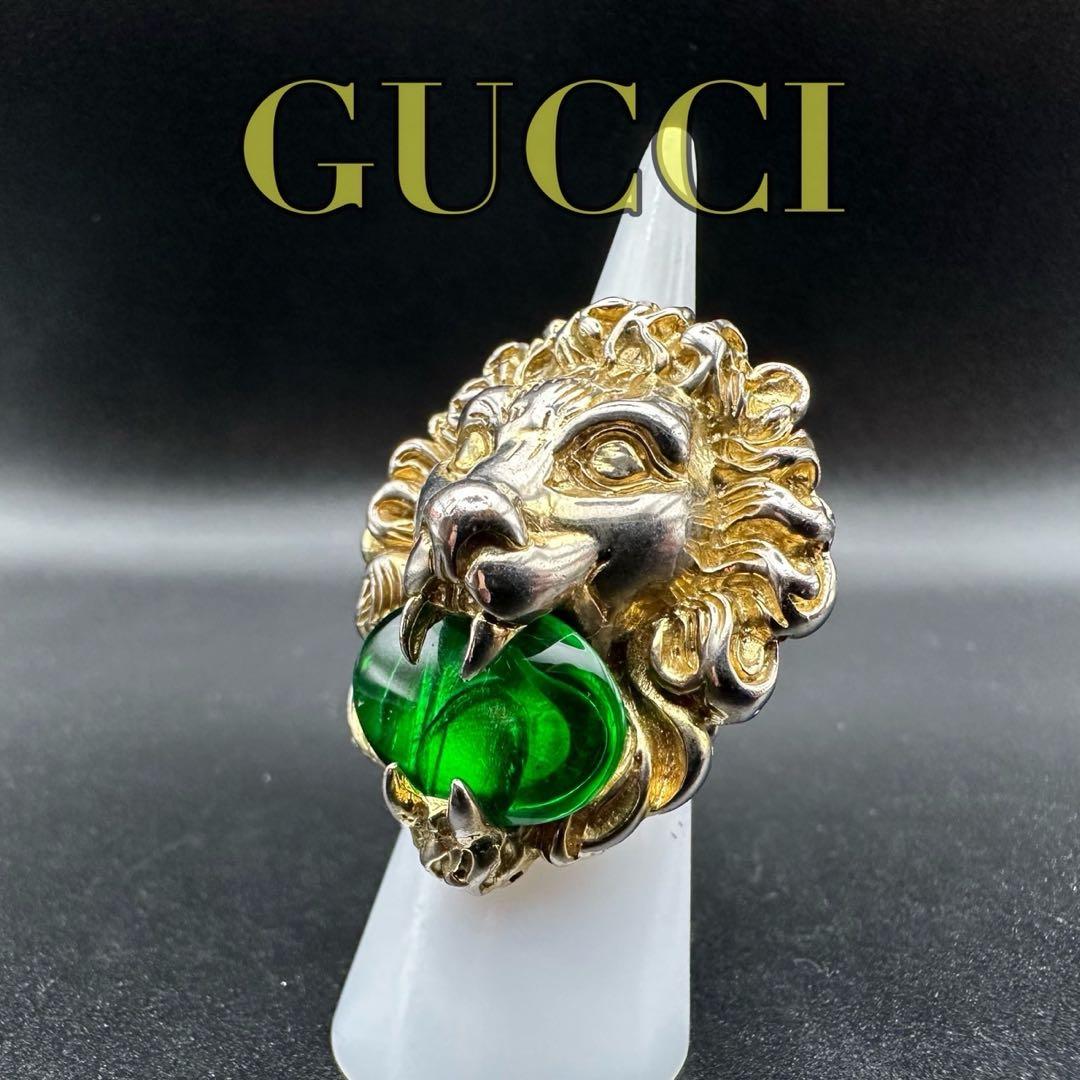 極美品✨　GUCCI　リング　指輪　ライオンヘッド　ロゴ　刻印　1334