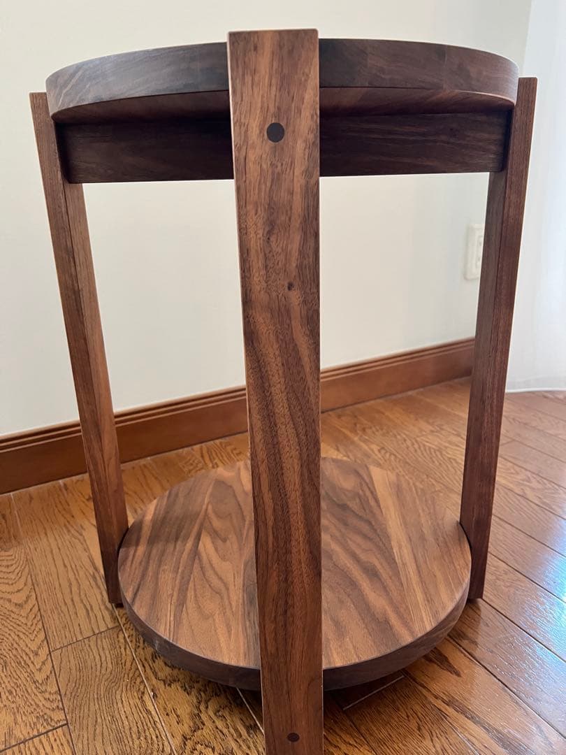 マスターウォール　ウォールナット　円形 2段サイドテーブル