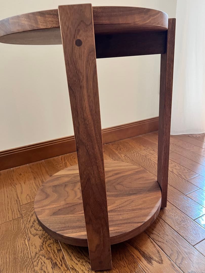 マスターウォール　ウォールナット　円形 2段サイドテーブル