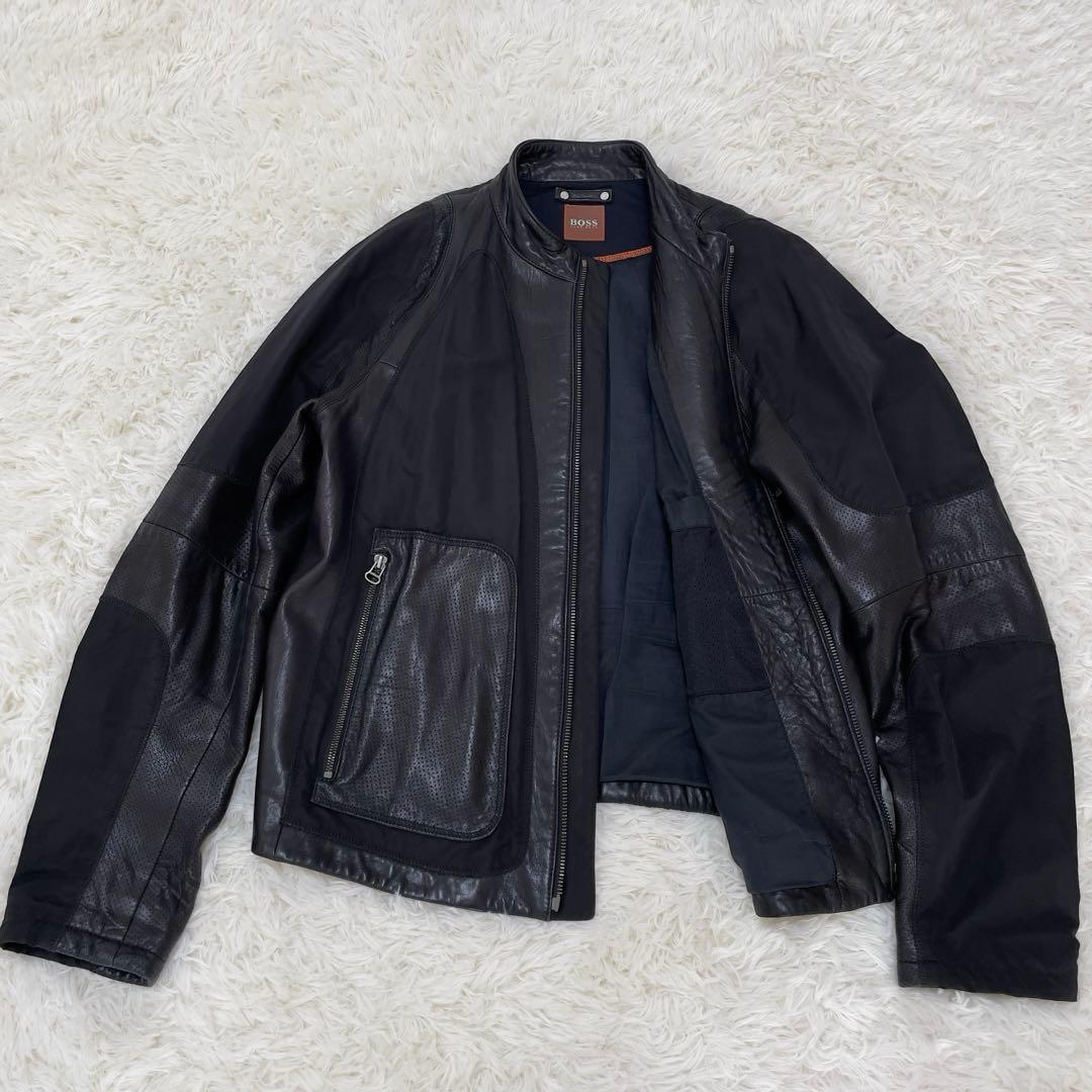 HUGO BOSS レザージャケット 羊革 黒 52サイズ
