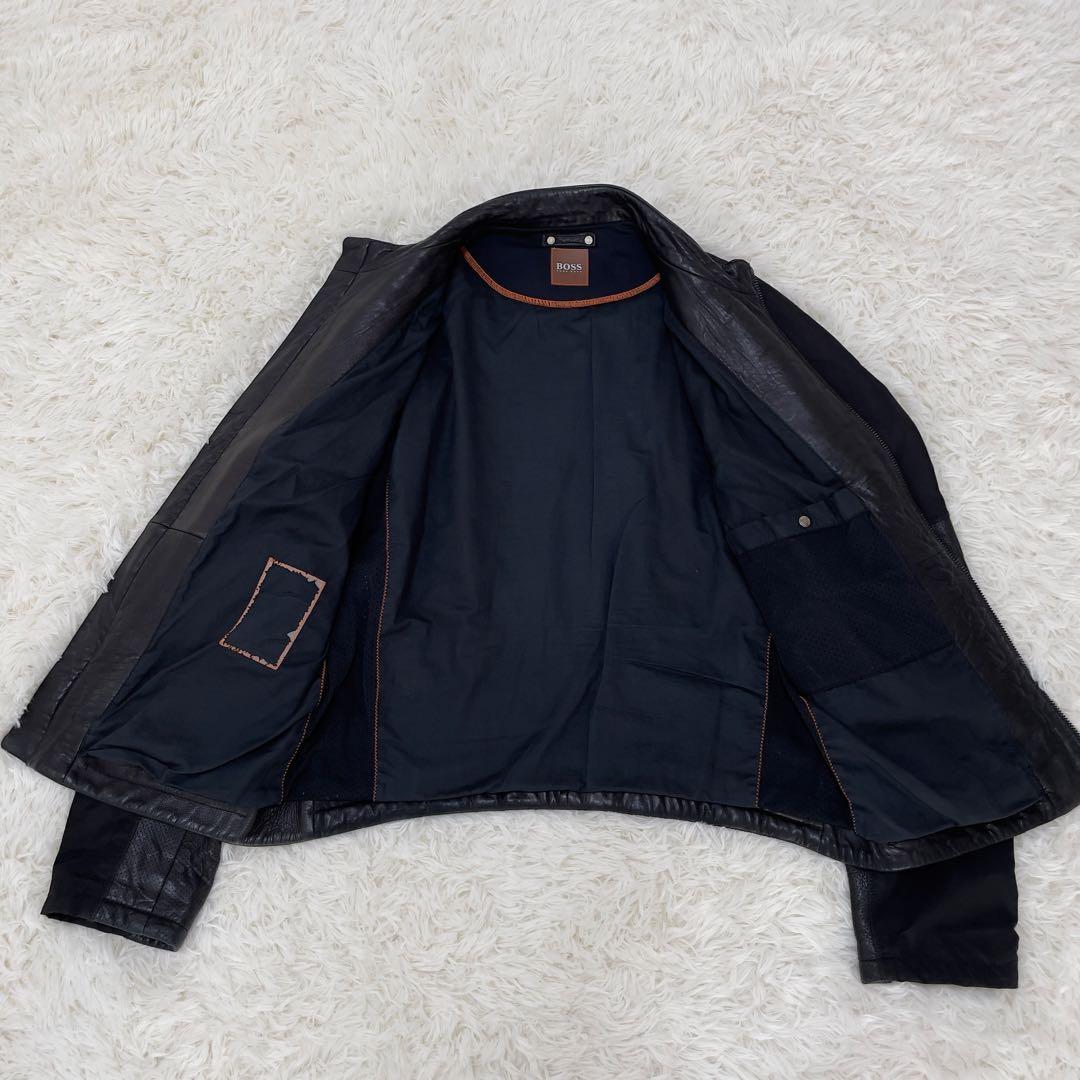 HUGO BOSS レザージャケット 羊革 黒 52サイズ