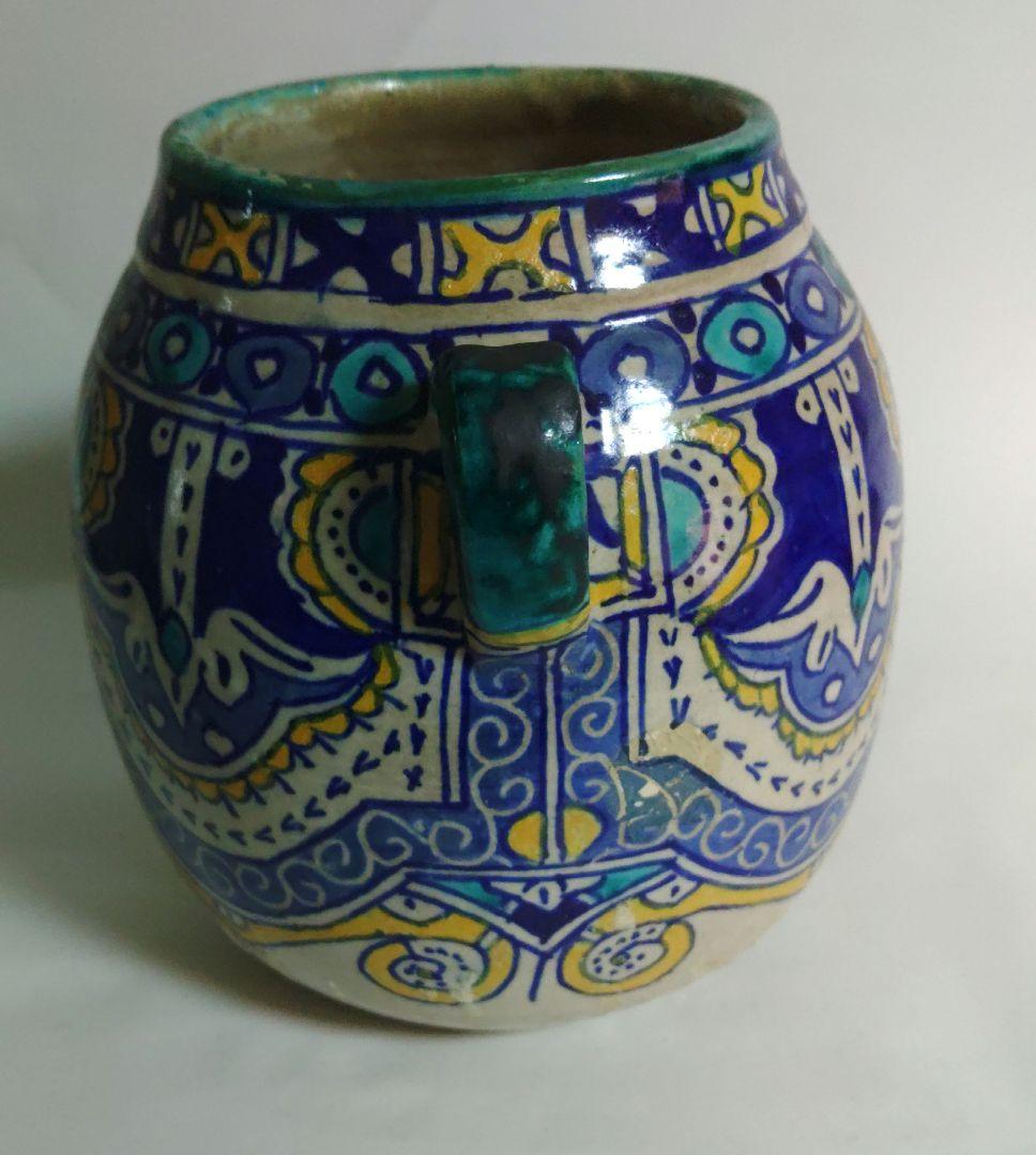 モロッコ　フェズの花入　花瓶　陶器製