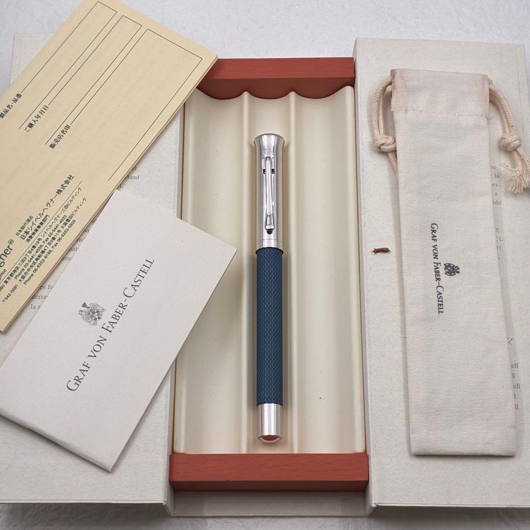 ファーバーカステル 万年筆 146551 ギロシェ インディゴ 18K 細字 F