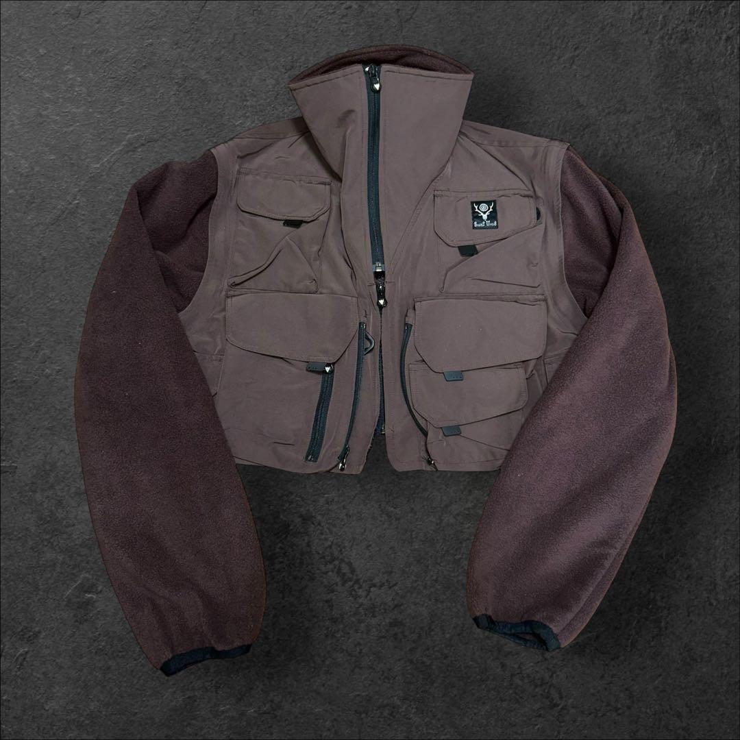 South2 West8取り外しスリーブギミックジャケット多機能ポケット刺繍ロゴ