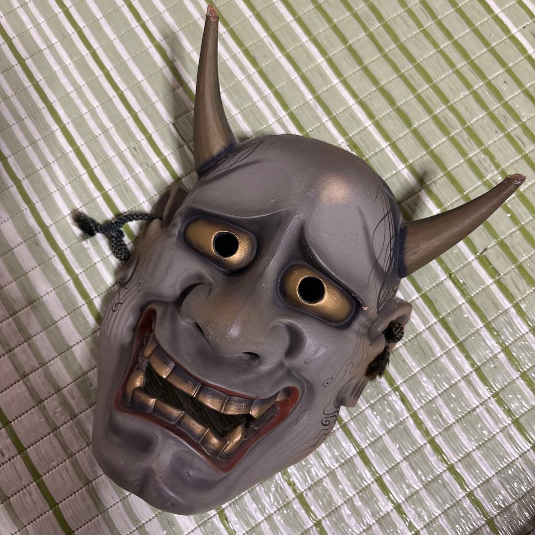 お面　能面　般若　鬼　はんにゃ　静岳作　伝統工芸　神楽面　壁掛け　置物　角