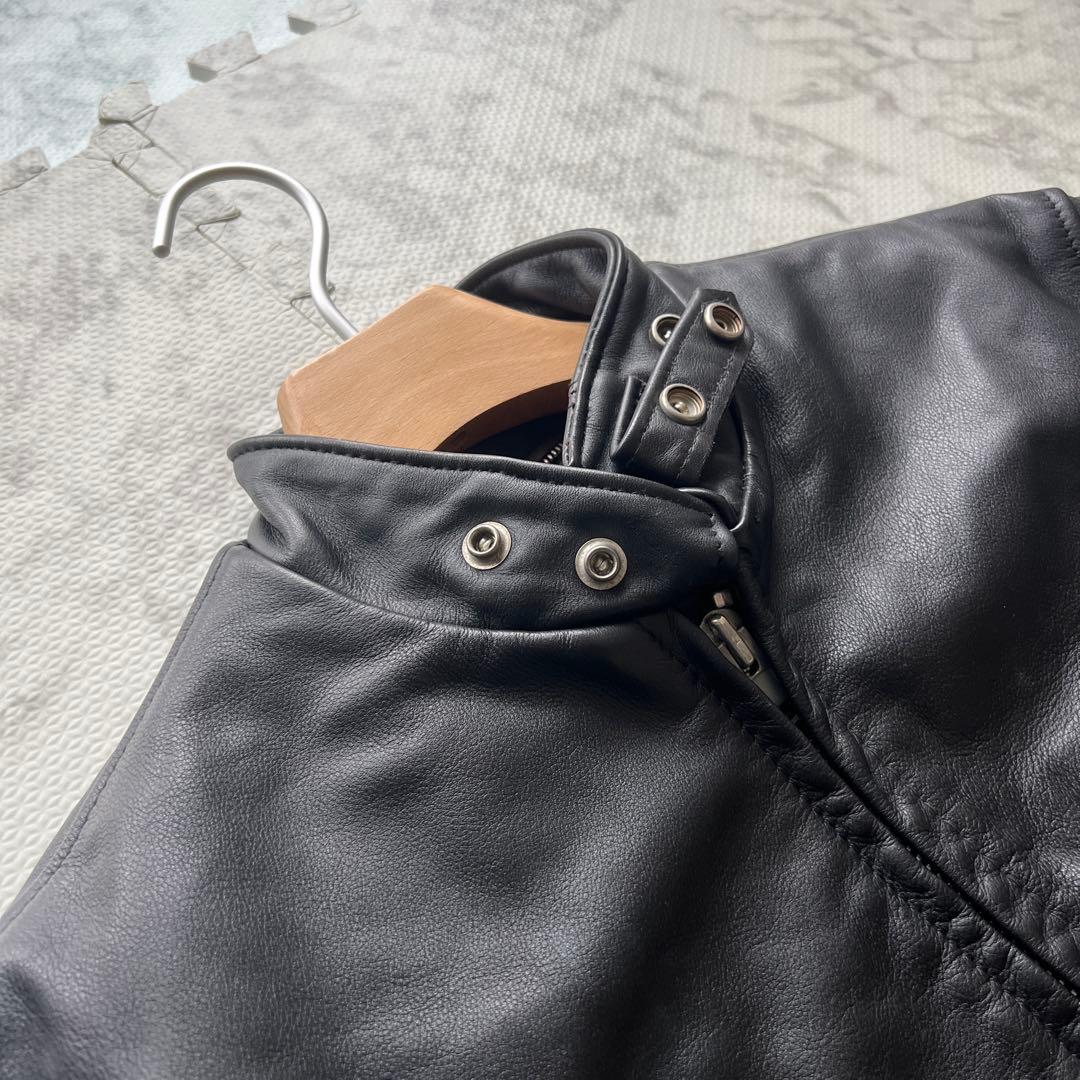 美品✨ショット シングルライダージャケット レザー ジップアップ ブラック 38