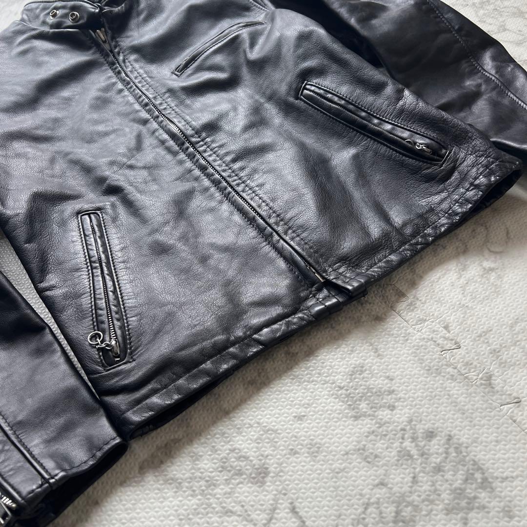 美品✨ショット シングルライダージャケット レザー ジップアップ ブラック 38