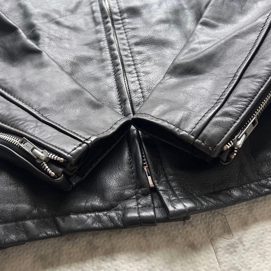 美品✨ショット シングルライダージャケット レザー ジップアップ ブラック 38