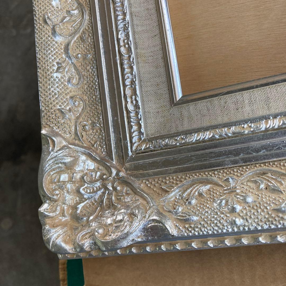 銀河堂 総葉型 P8号 油彩額縁 銀色 シルバーフレーム アートフレーム 箱付き