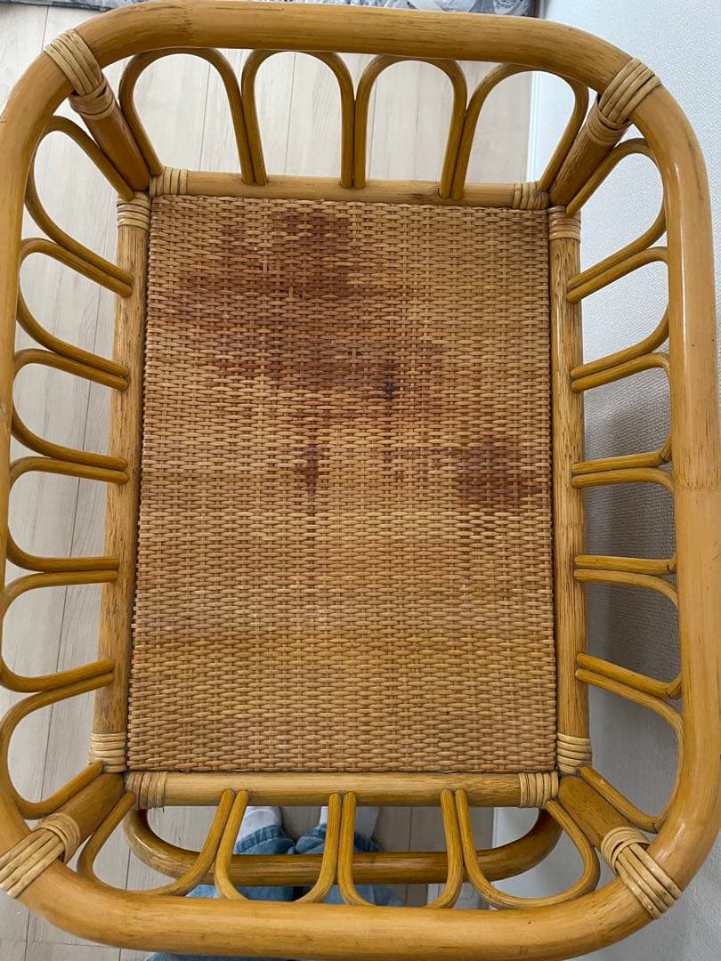 ラタン製 3段ランドリーラック キャスター付き