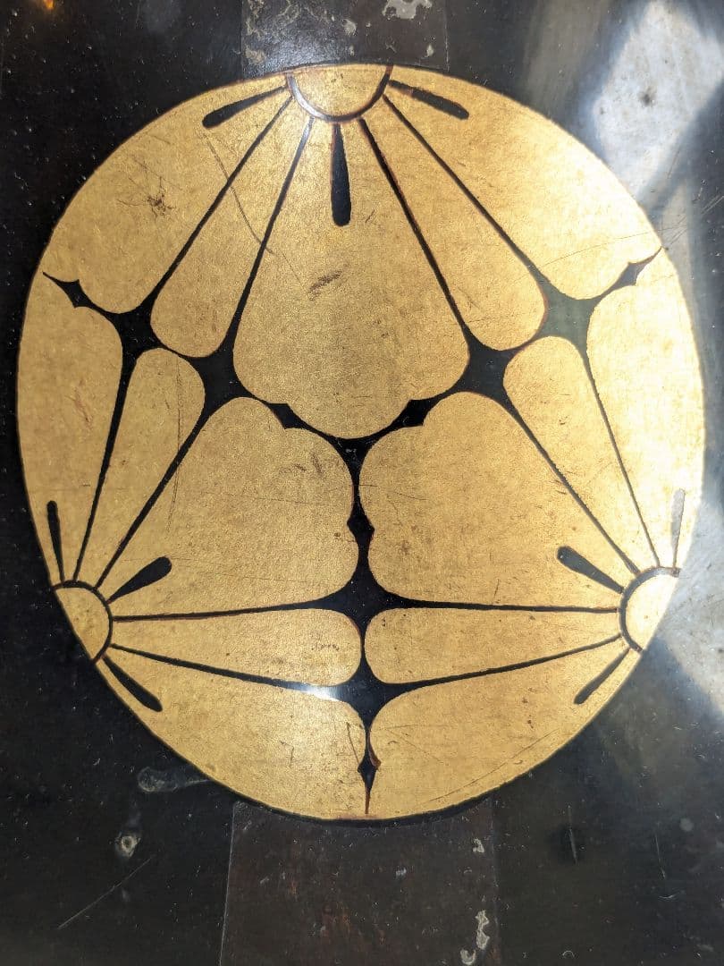 陣笠 木製 三ツ割菊 武士防具 ヴィンテージ