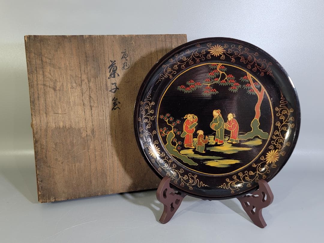 DT344 茶道具 唐物 色絵人物紋 菓子盆 中国 古美術