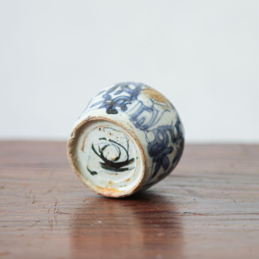 古染付　小壺　中国陶磁器　青花　青華