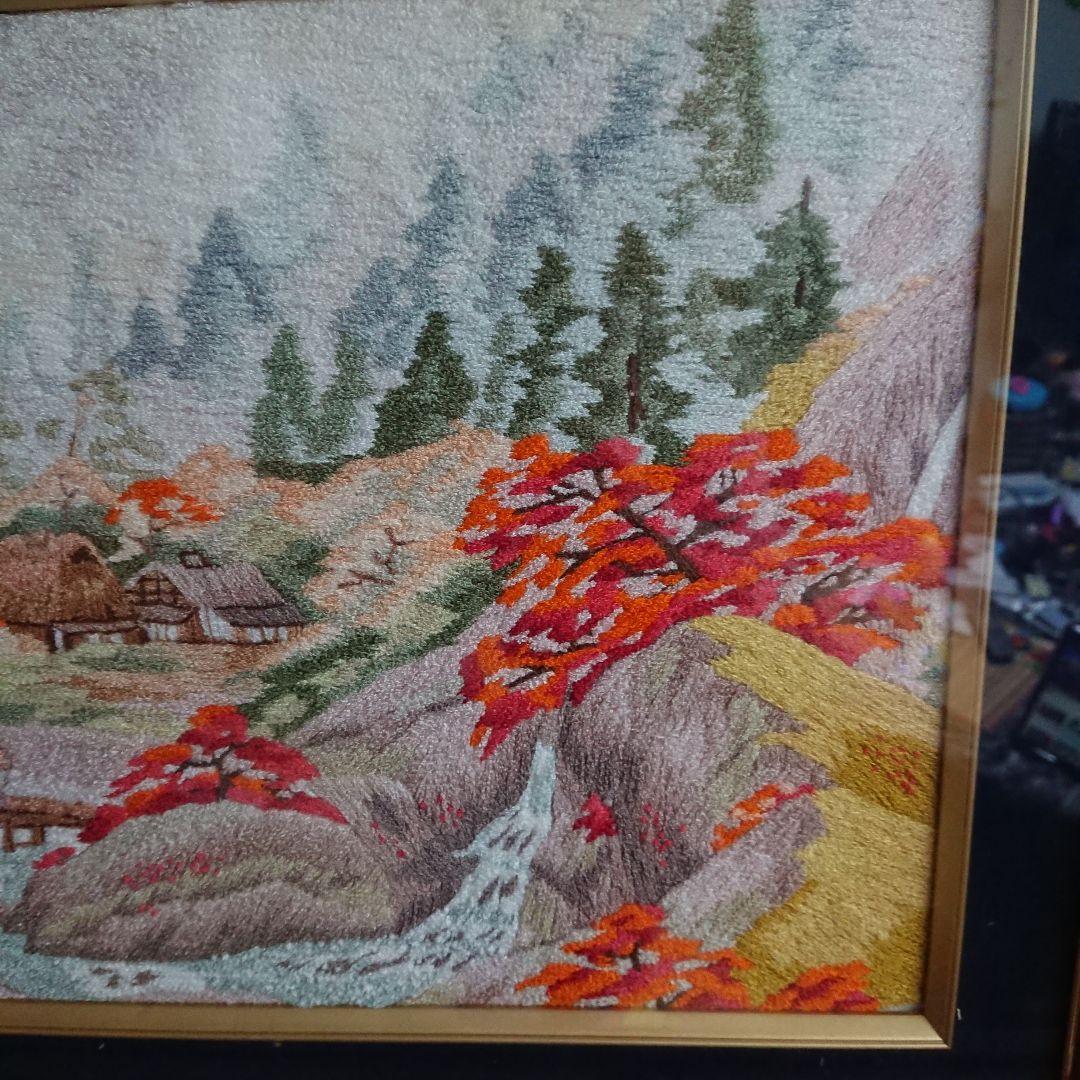 骨董 刺繍田舎の風景