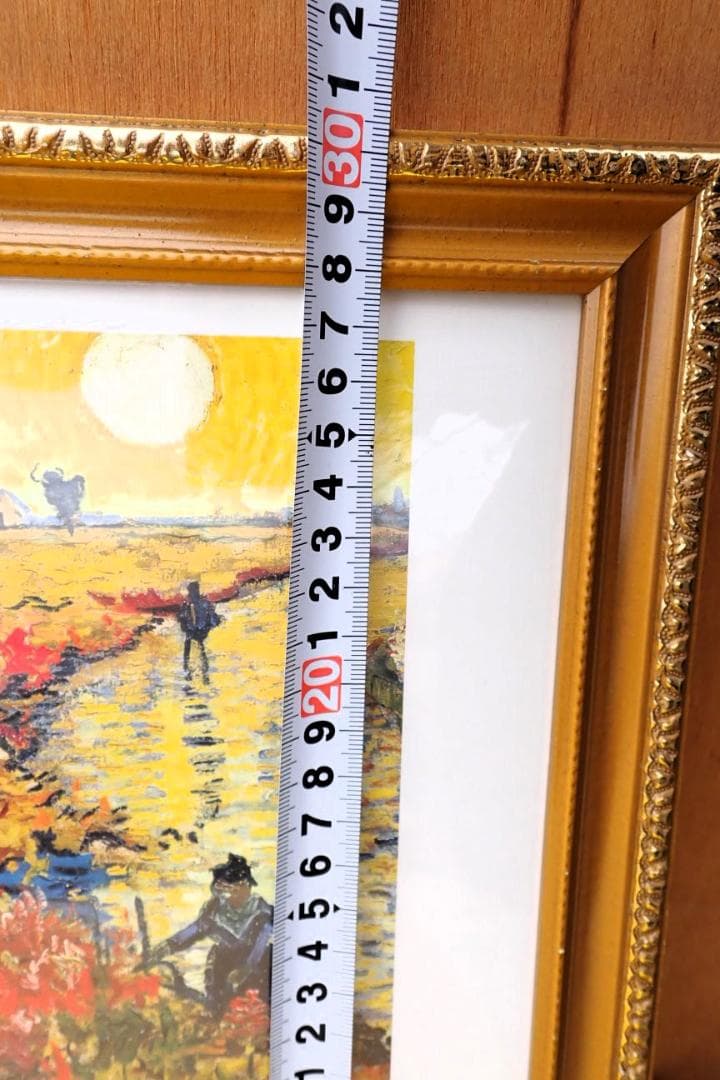 印象派風 収穫の風景 油彩調 複製画 額装