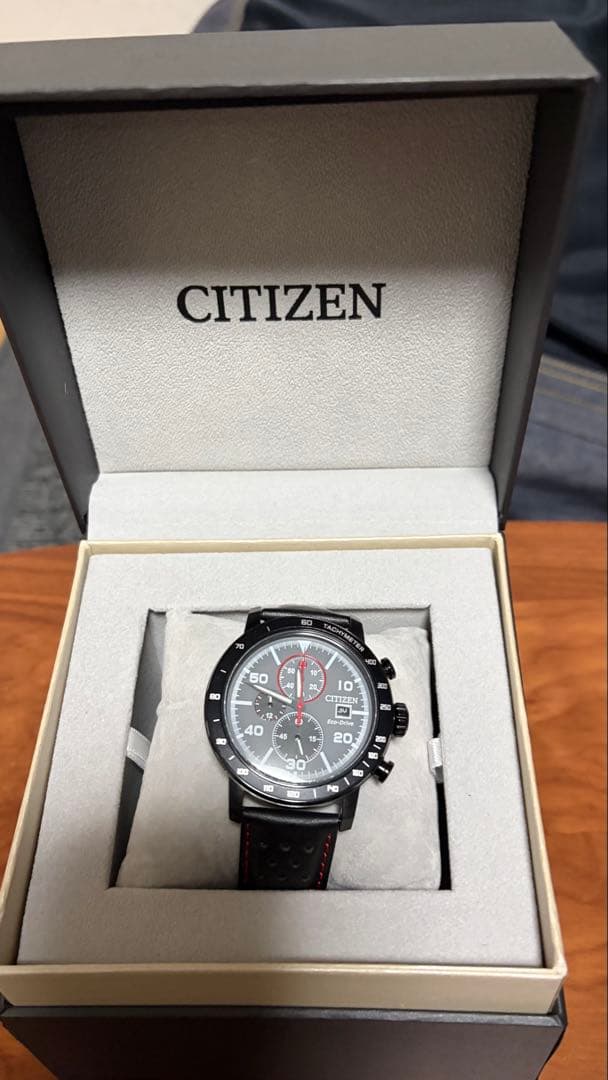 （値下げ可）【CITIZEN】クロノグラフ レザー ブラックバンド 腕時計