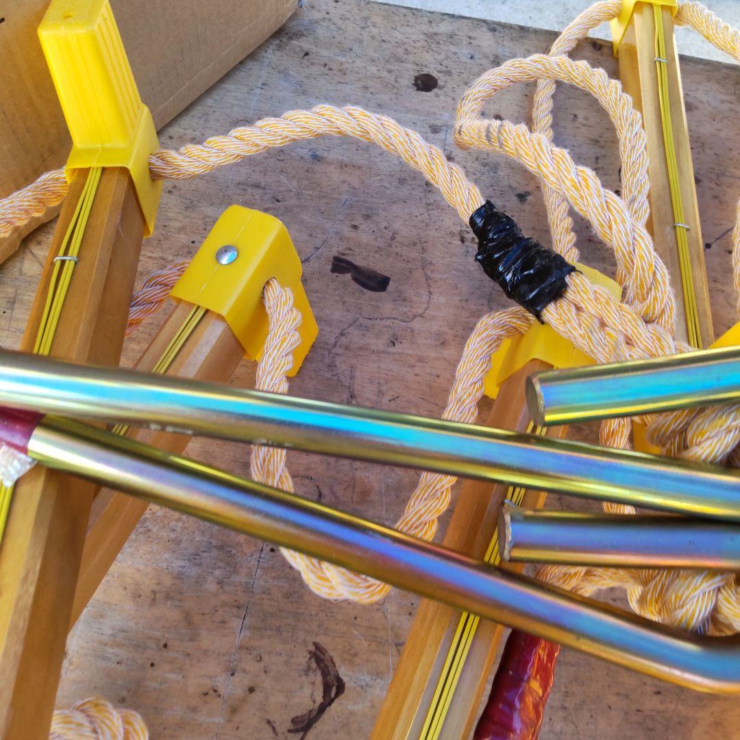 八ツ矢式 ワイヤ芯入 縄はしご 5M 避難はしご