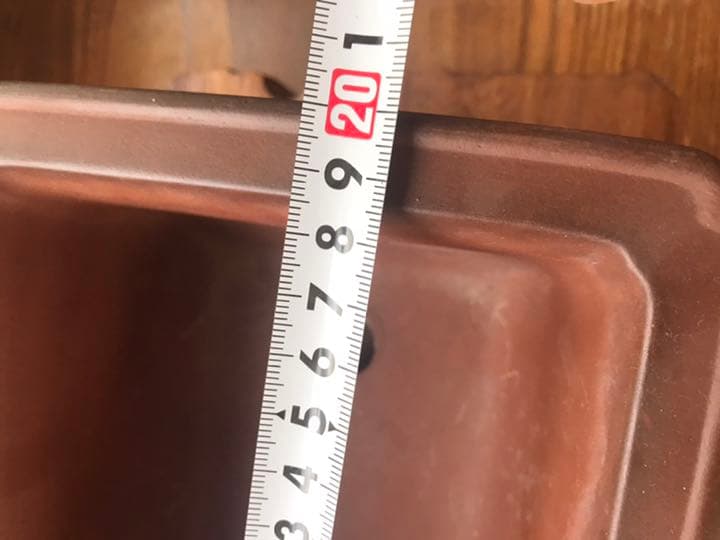 盆栽鉢　時代古色有尚古堂型盆栽鉢中品隅入り雲足20x15.5x10cm豊蘭製陶製