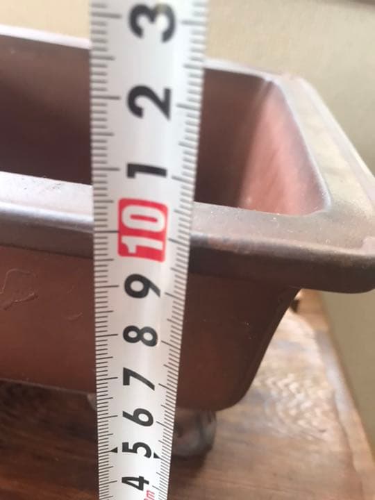 盆栽鉢　時代古色有尚古堂型盆栽鉢中品隅入り雲足20x15.5x10cm豊蘭製陶製