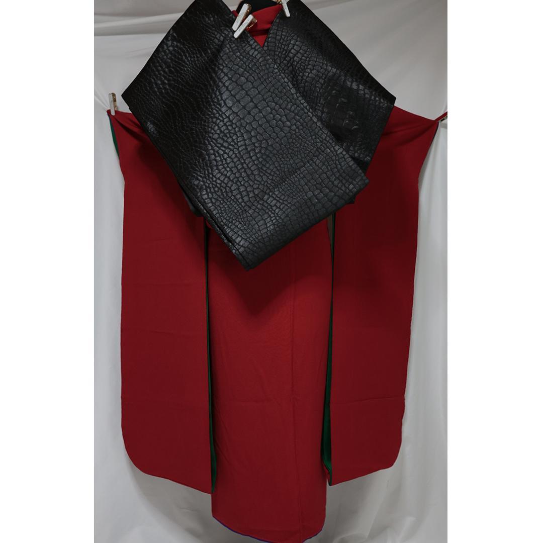 作家■鶴の紋 赤無地振袖7点セット帯新品帯締め帯揚げフルセット成人式TH42