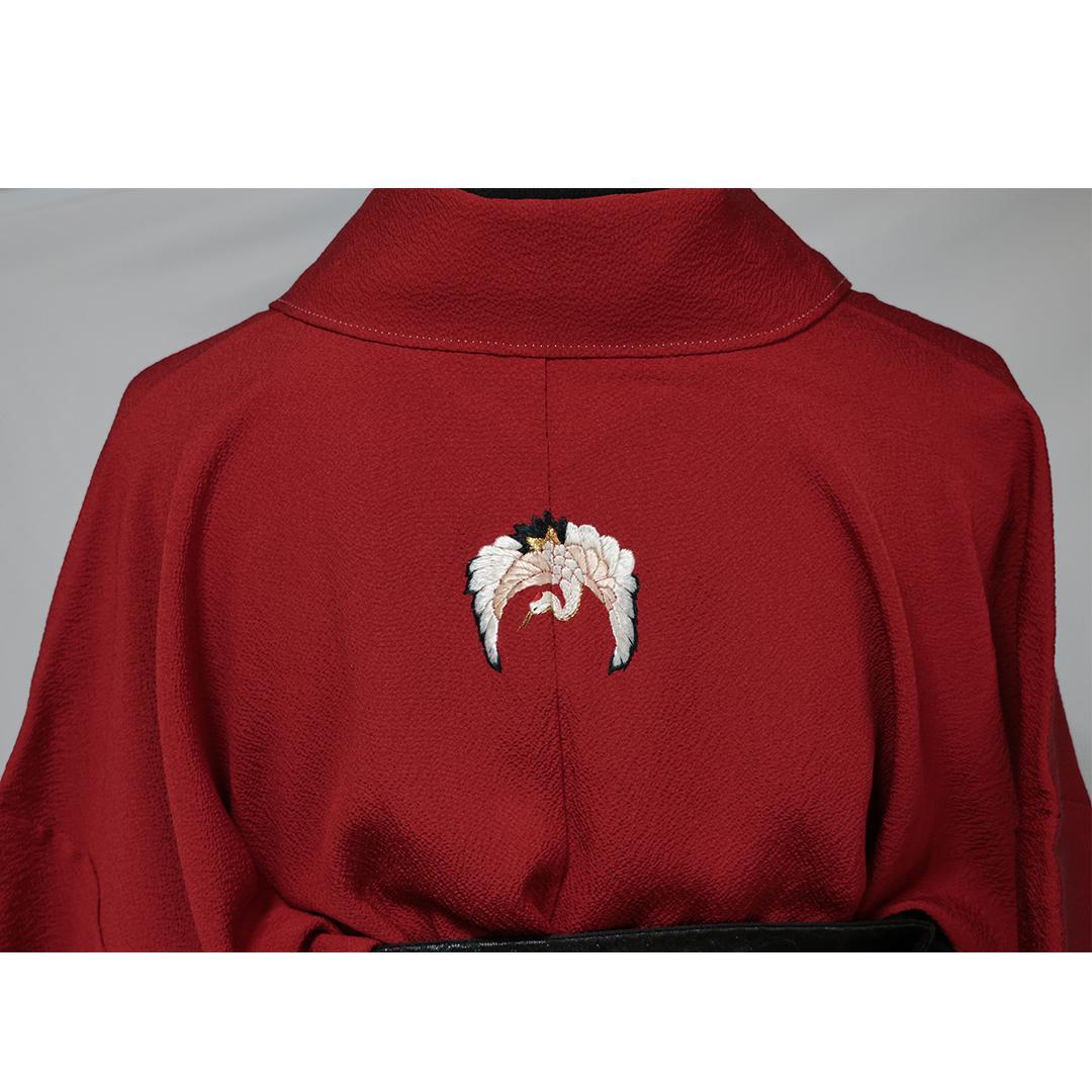 作家■鶴の紋 赤無地振袖7点セット帯新品帯締め帯揚げフルセット成人式TH42