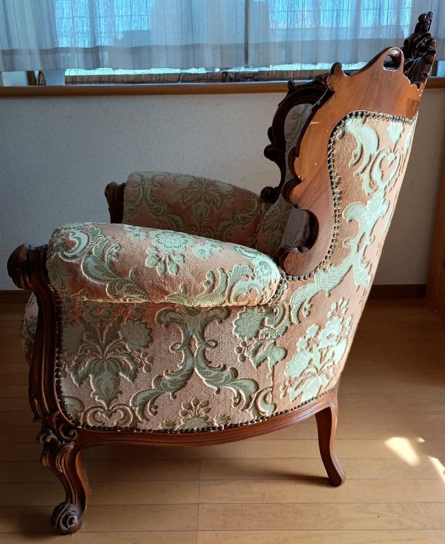 【オーバルD】ロココ調フランスアンティーク肘掛け椅子