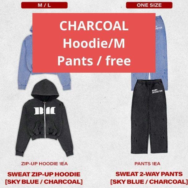 M スウェット フーディ babymonster チャコール ソウルコン パンツ
