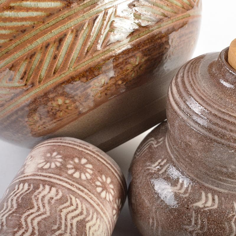 煎茶道具　茶箱　高取焼茶碗　振出など　七点　一式　C　R6791