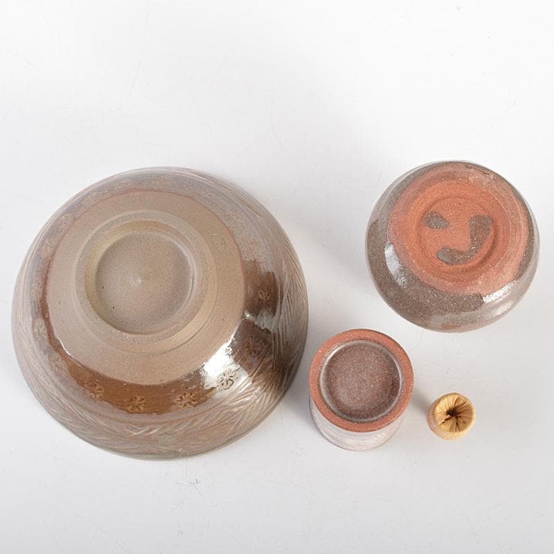 煎茶道具　茶箱　高取焼茶碗　振出など　七点　一式　C　R6791